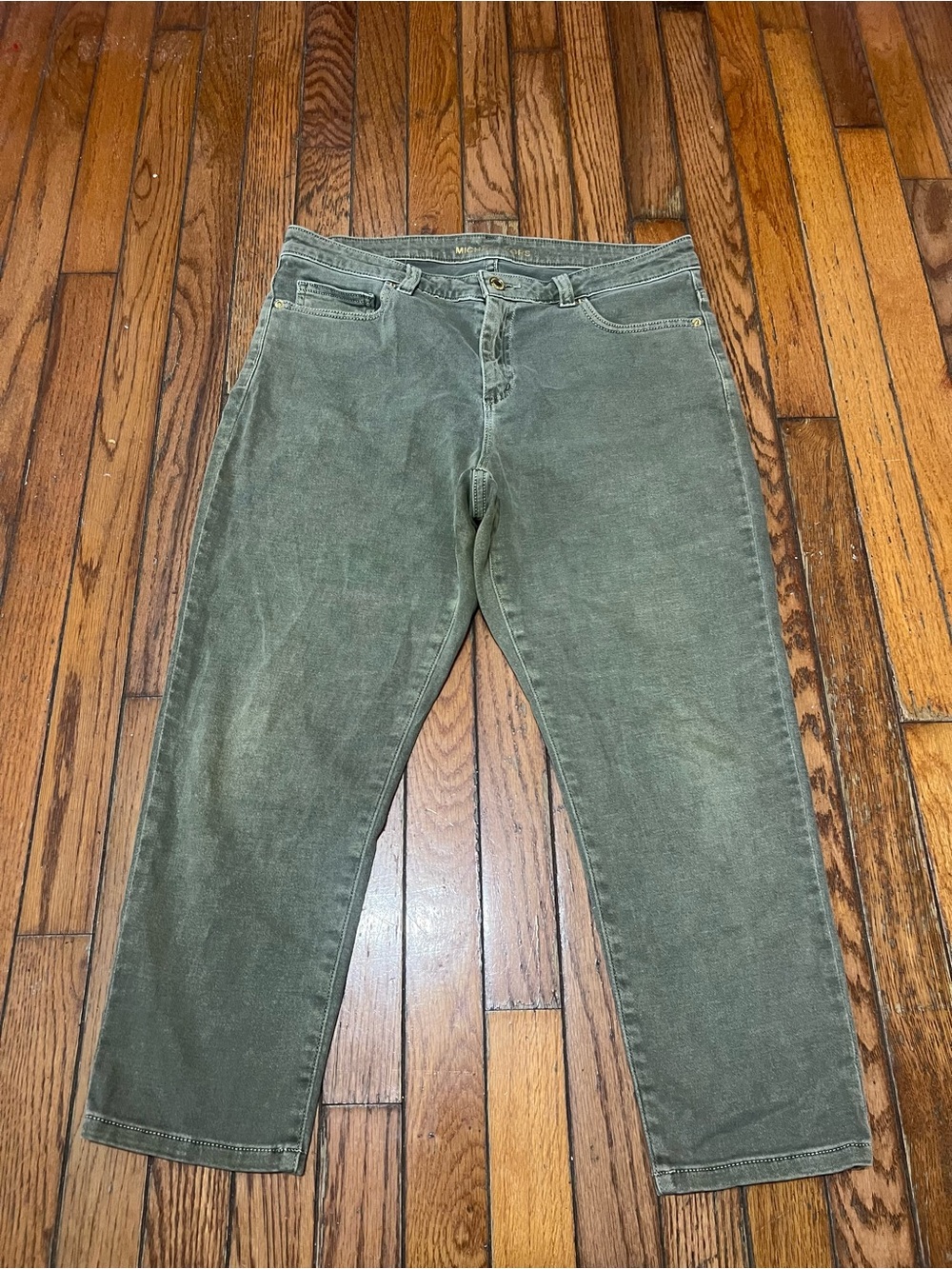Michael Kors Jeans Womens 10 Green Izzy Skinny Cropped Casual Pants Denim